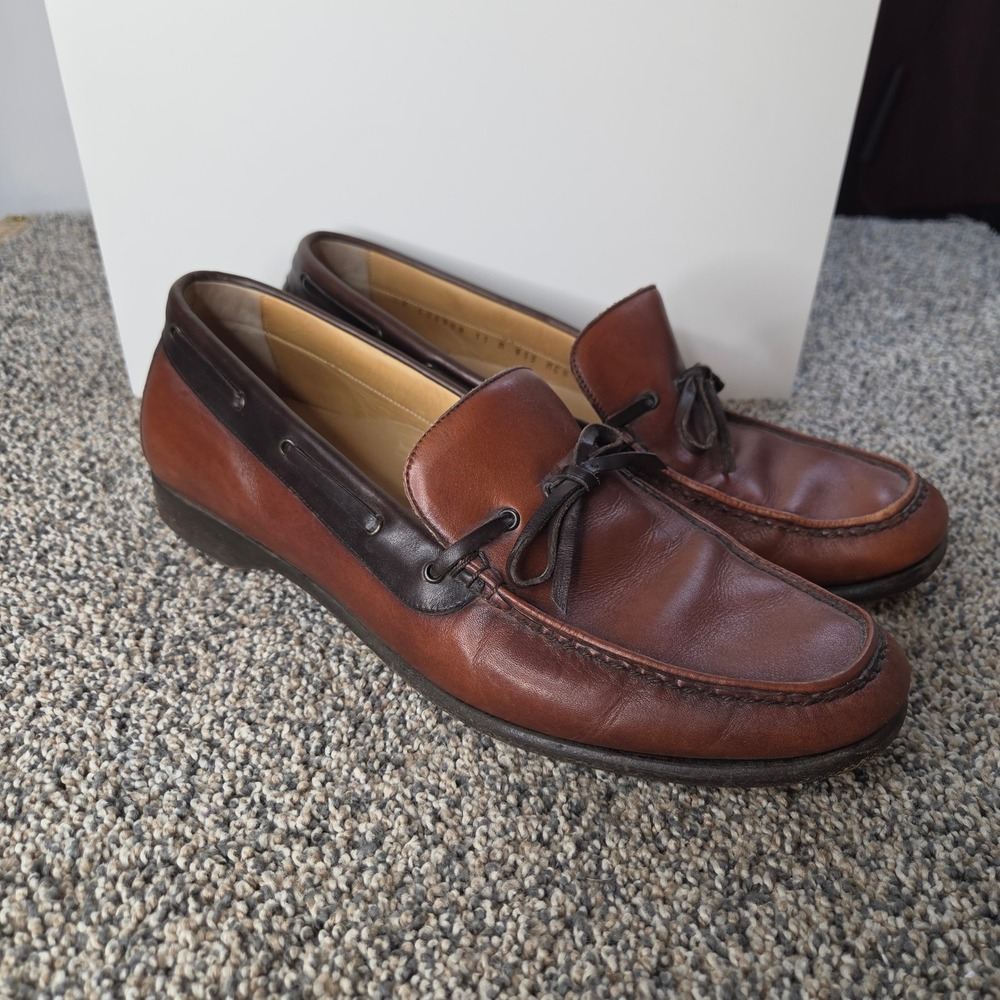 Cole Haan Collection Mens 11 M Brown Leather Moc Toe Bow Loafers 913